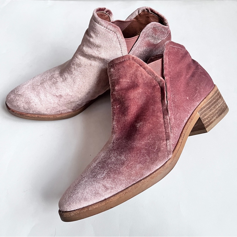 Dolce Vita Pink Velvet Ankle Boots Booties Size 8.5 - Picture 8 of 13